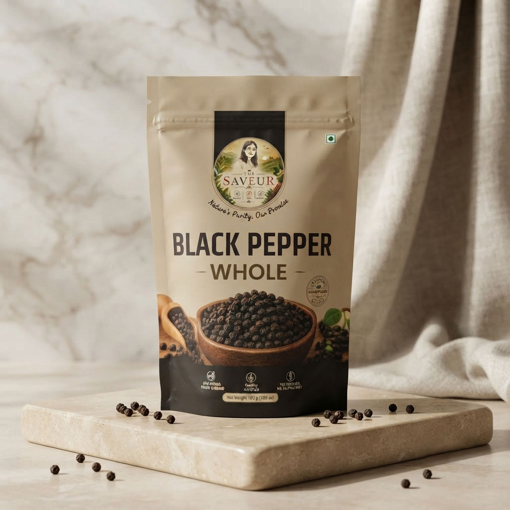 The Saveur Black Pepper Whole 100gm 100% Natural Sabut Kali Mirch Ultra-Pure & Finely Ground No Added Preservatives