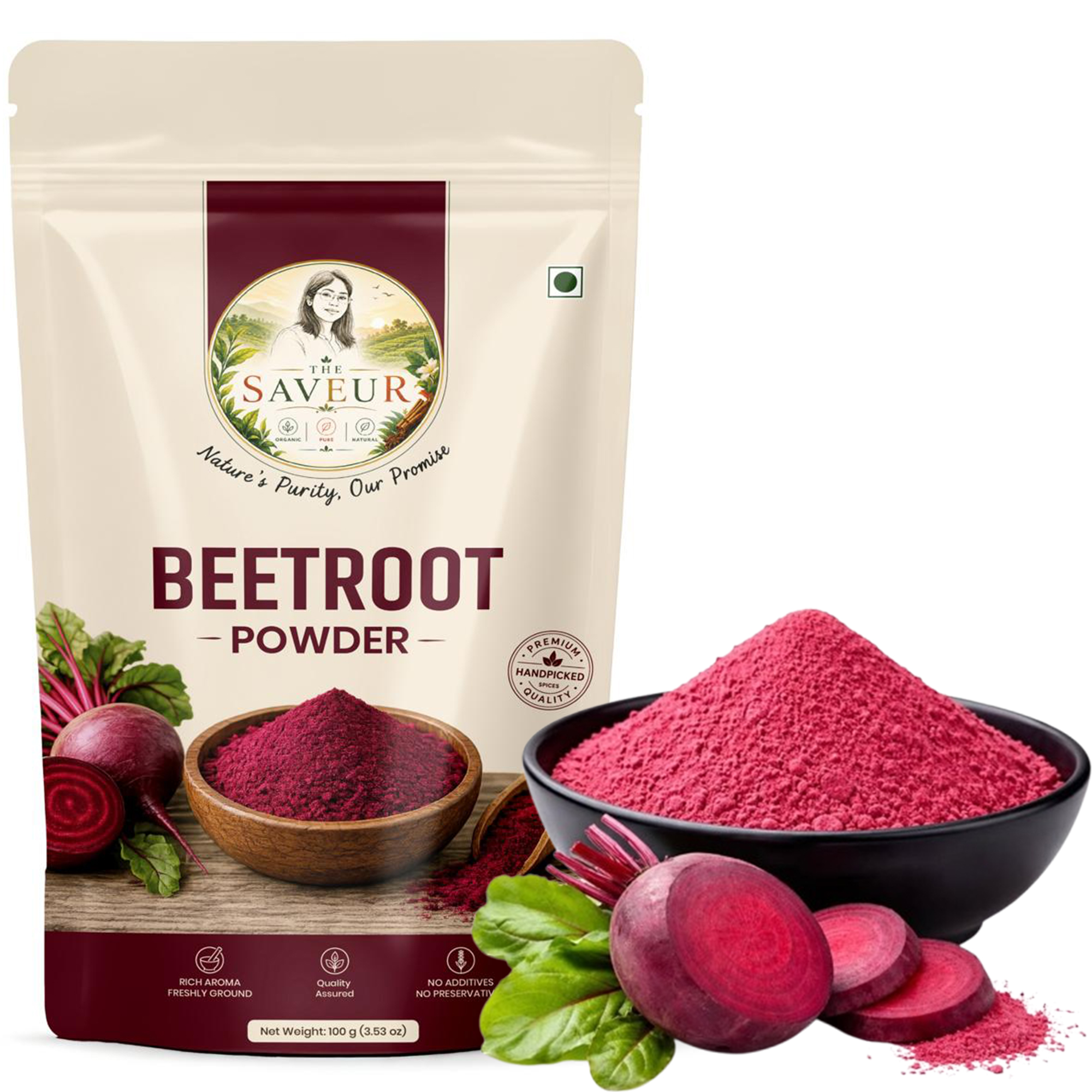 The Saveur Organic Beetroot Powder 100 Gm Pack Chukandar Natural Powder Beetroot Powder Tea and Smoothies