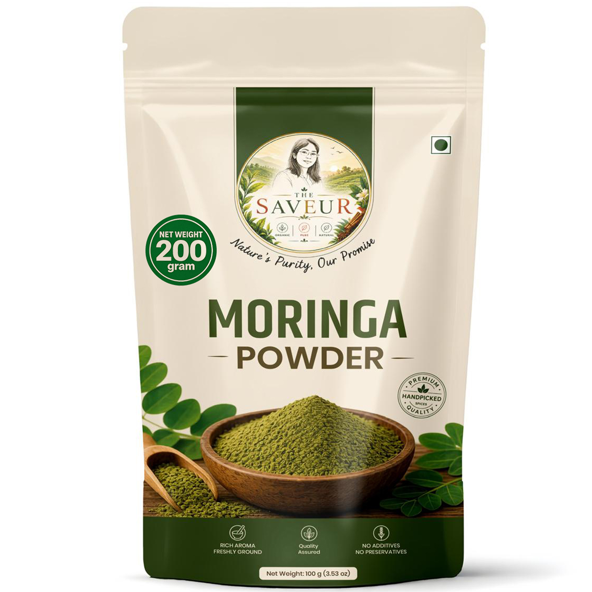 200 GM Moringa Powder Organic 100% Pure & Drumstick Leaf Powder Superfood for Immuni Calcium Antioxidants No Chemicals Freshly Processed