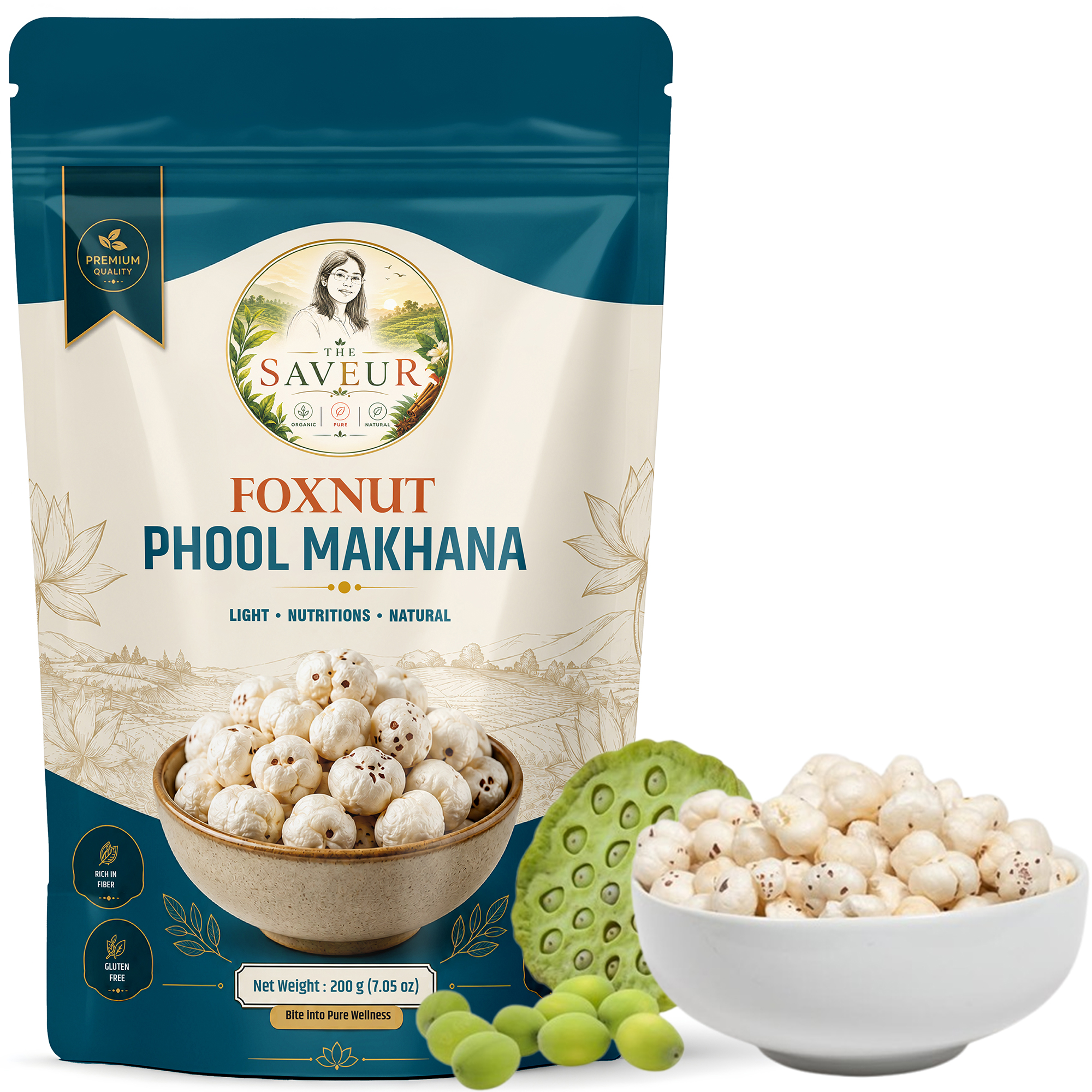 The Saveur Healthy Phool Makhana Farmley Roasted and Puffed Snacks & Gluten Free Rich In Protein & Fiber 200 gm Pack