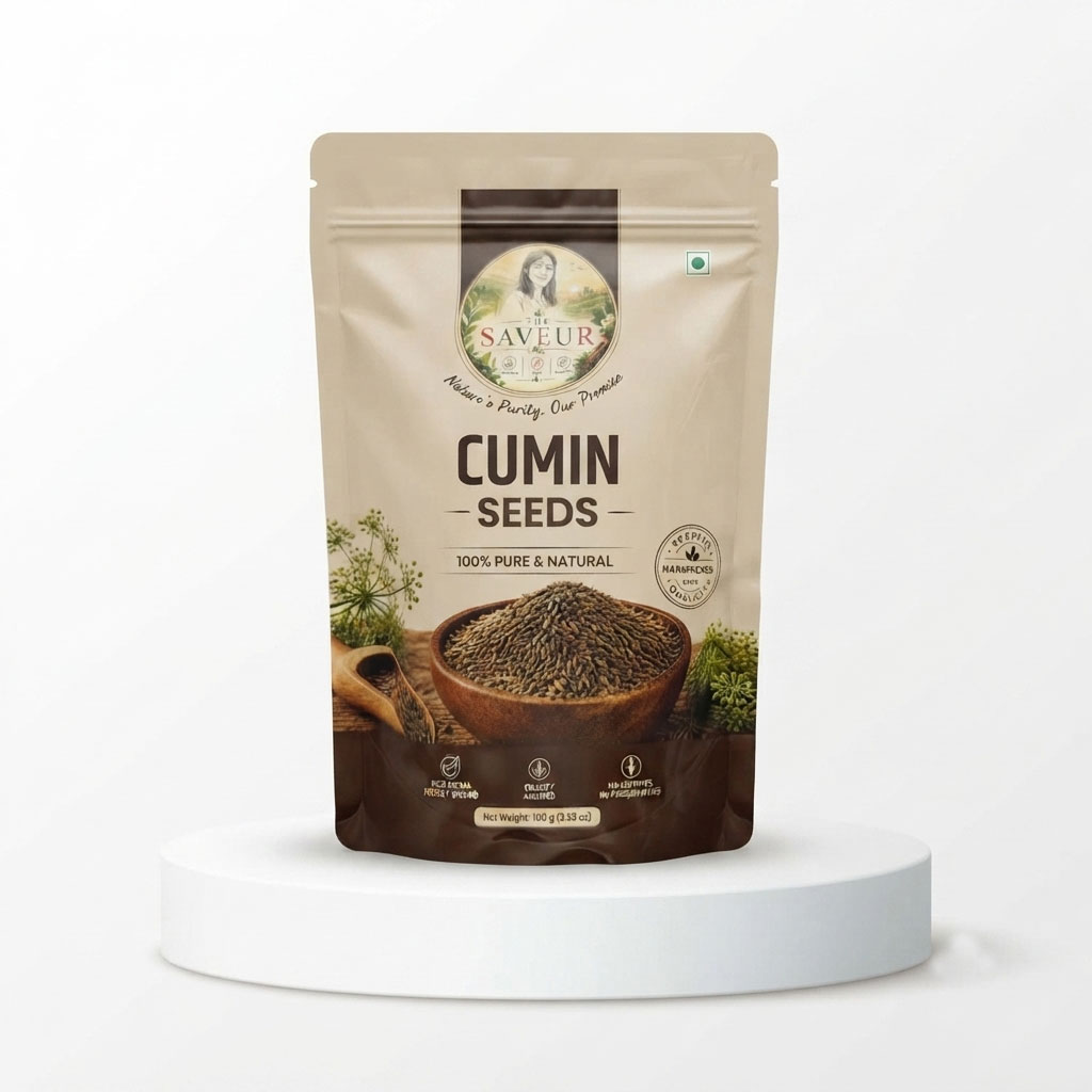 Whole Cumin Seeds (Jeera) 100gm Natural and Organic Chemical & Pesticides Free Pure and Fresh By The Saveur Indian Cooking spices