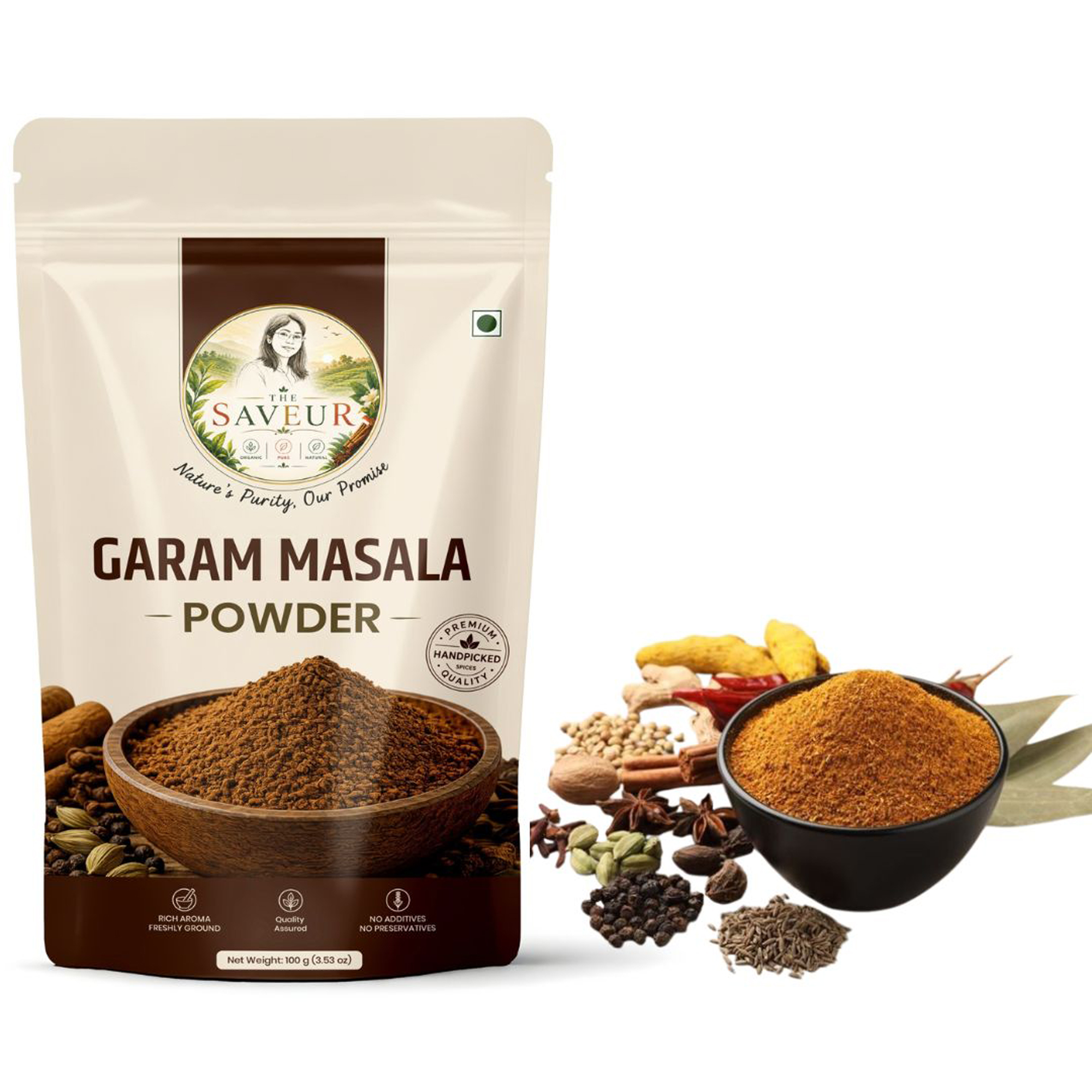 The Saveur Pure Garam Masala Powder 100 gm Freshly Ground Classic Blend No Artificial Colour Chemical-Free