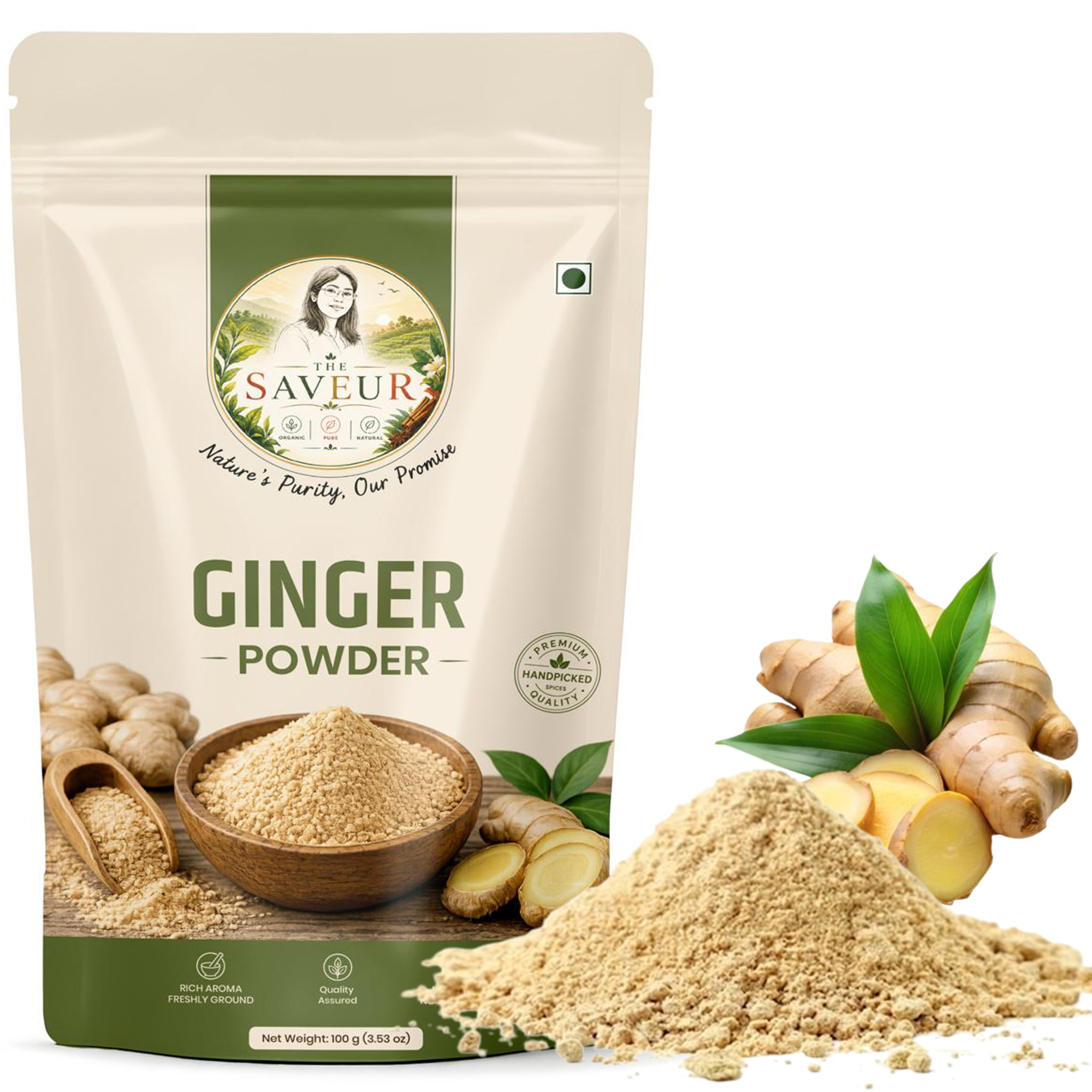 Ginger Powder 100 Gm Pure & Natural Ginger Powder Rich Aroma Strong Flavor No Additives or Preservatives Natural Spice Powder