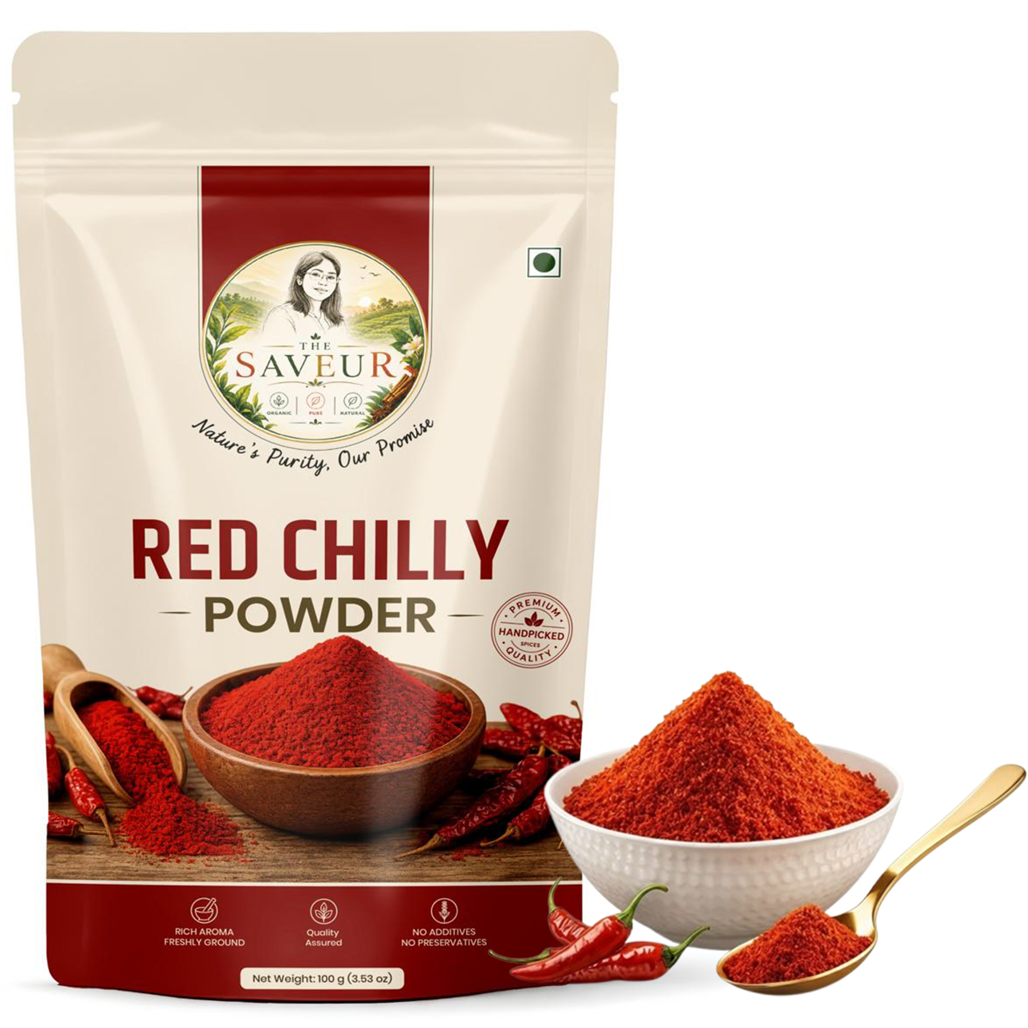 The Saveur Natural Red Chilly Powder, 100 gm Red Chilly Powder with No Added Flavours and Colours