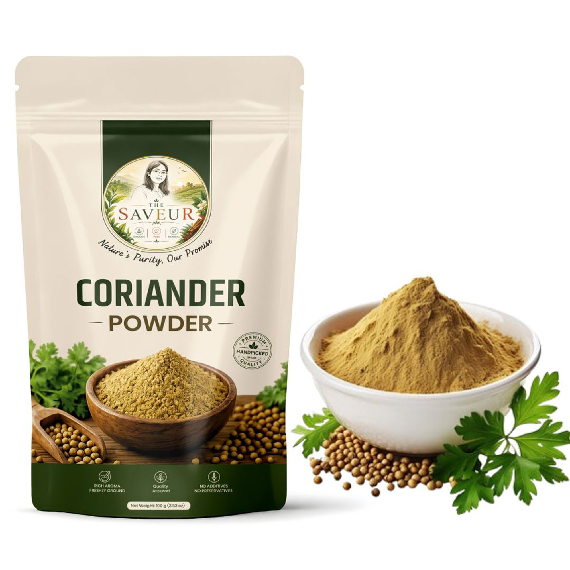 The Saveur Coriander Powder, with No Added Flavours and Colours, 100 gm Natural Coriander Powder