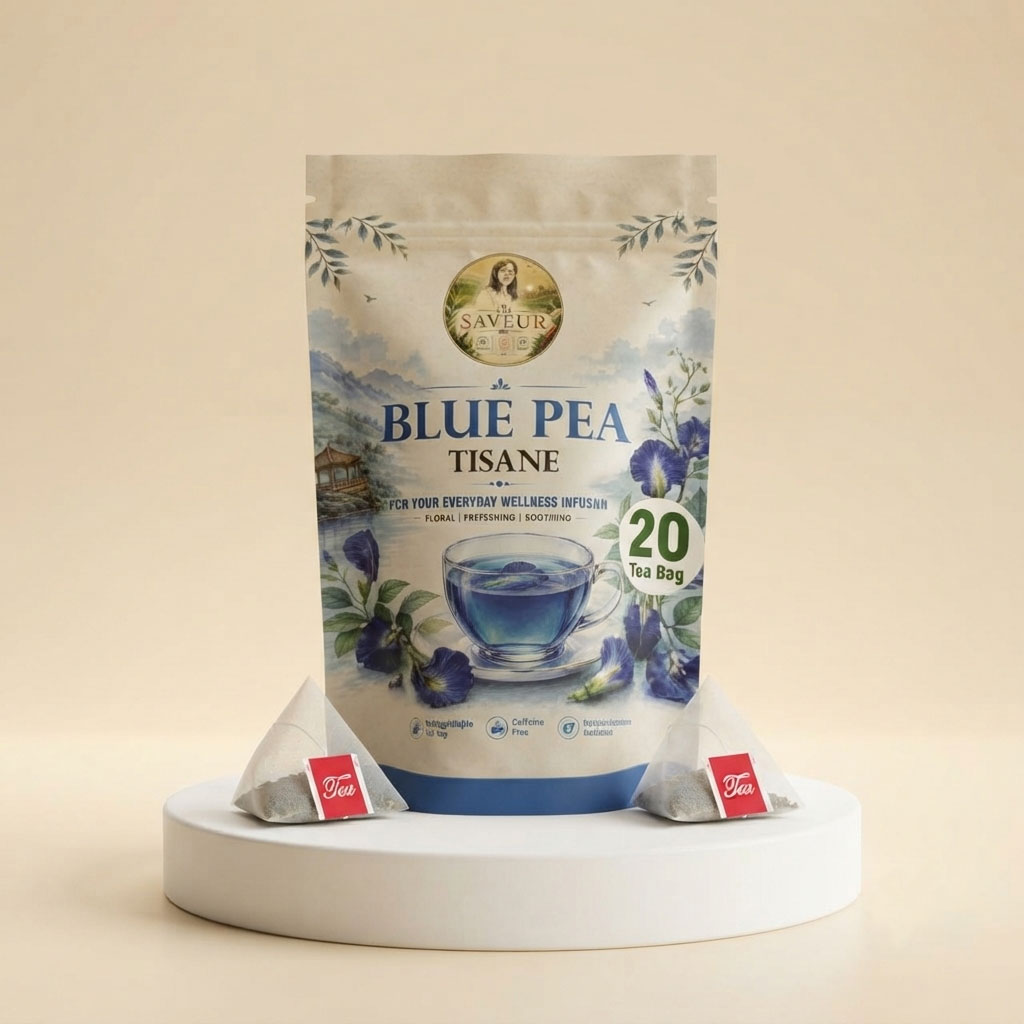 The Saveur Blue Pea Tea Pack of 20 Bags Supports Weight Loss Helps with Belly Fat Bloating Smooth Digestion 100% Natural Gluten Free Caffeine Free