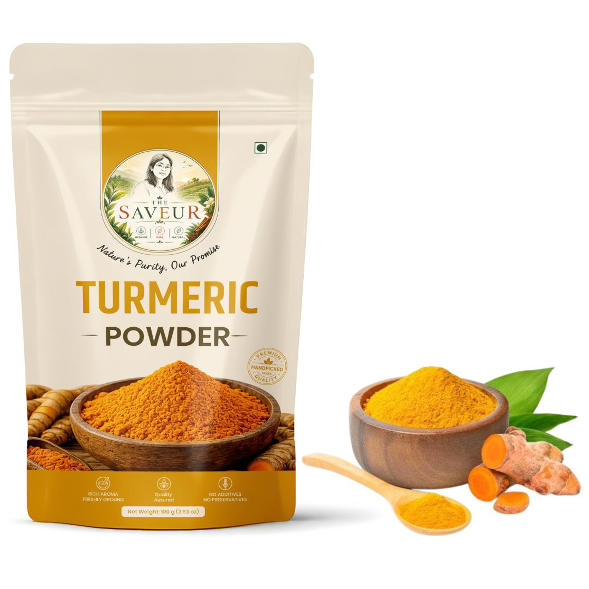 The Saveur Turmeric Powder, 100 gm, Natural Turmeric Powder with No Added Flavours and Colours