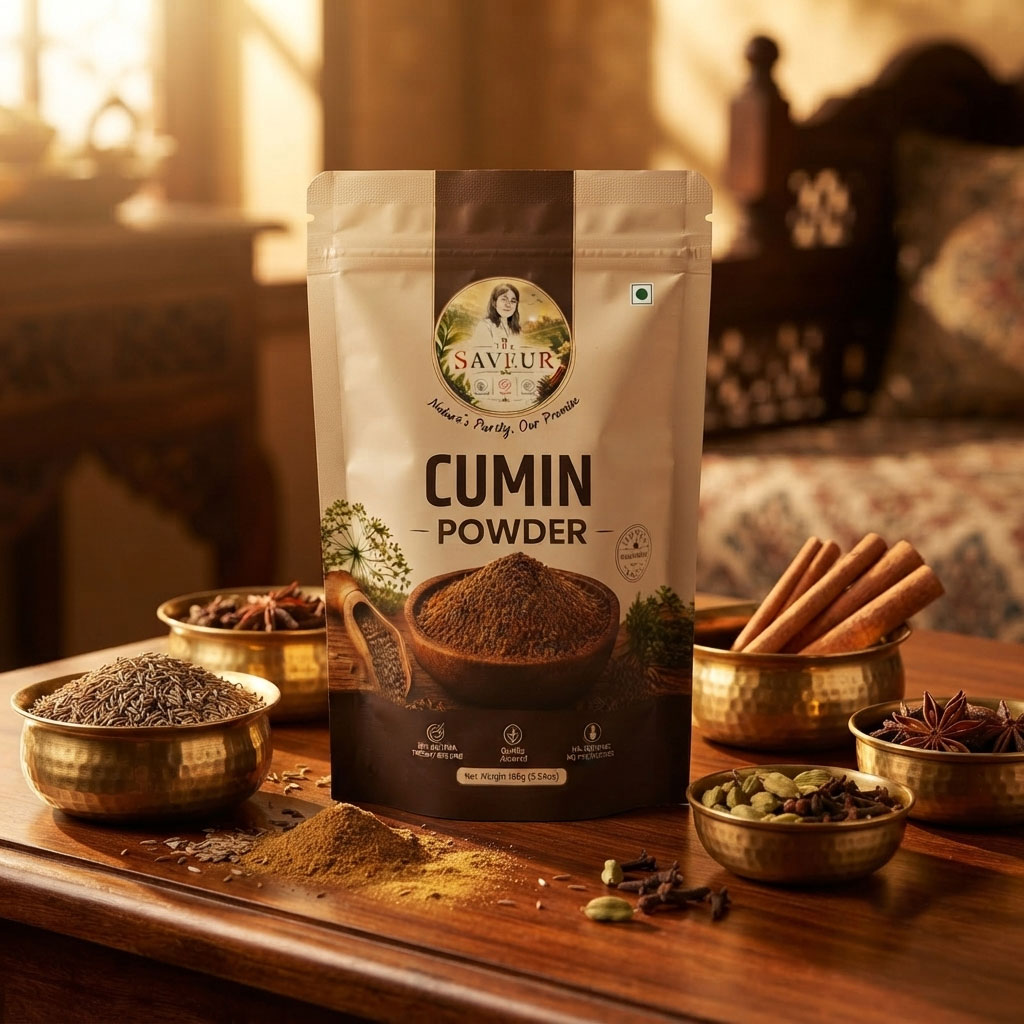 The Saveur Cumin Powder 100 gm Pure & Aromatic Jeera Powder Adds Rich Flavour to Curry, Dal & Sabzi Freshly Ground & Packed