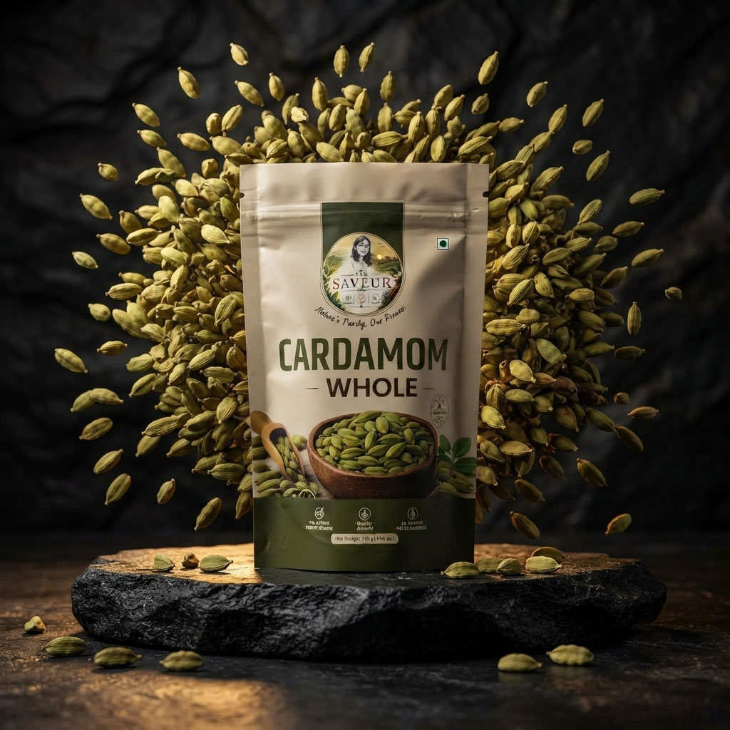 The Saveur 100 Gm Natural Green Cardamom Whole Rich Aroma Freshly Ground Quality Assured No Added Preservatives & No Additives