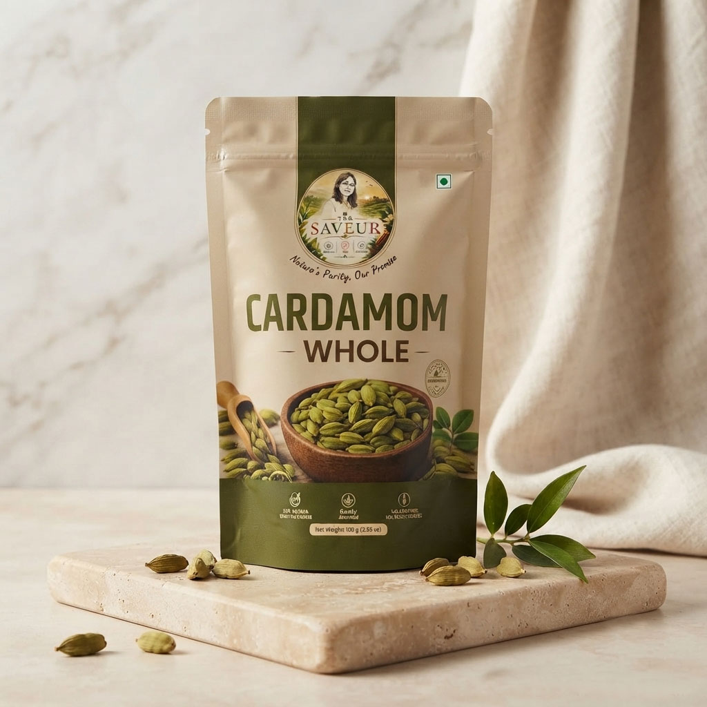 The Saveur 100 Gm Natural Green Cardamom Whole Rich Aroma Freshly Ground Quality Assured No Added Preservatives & No Additives